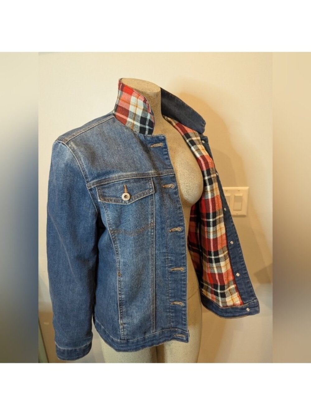 Denim Jacket with Plaid Lining By Parasuco Women's Size M